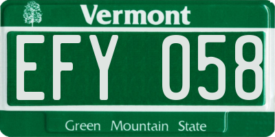 VT license plate EFY058