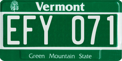 VT license plate EFY071