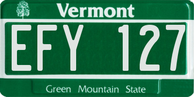 VT license plate EFY127