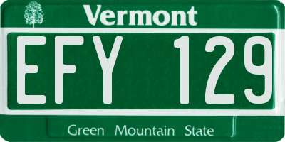 VT license plate EFY129