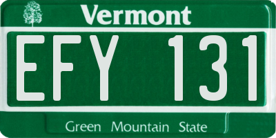 VT license plate EFY131