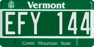 VT license plate EFY144