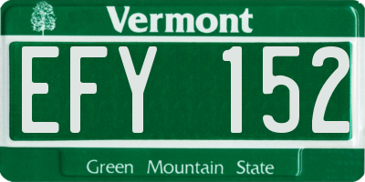 VT license plate EFY152