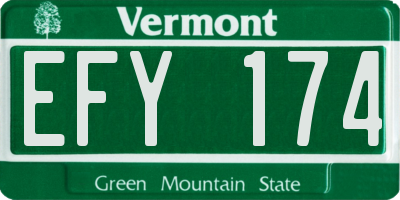 VT license plate EFY174