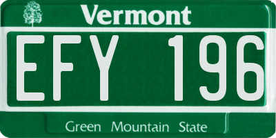 VT license plate EFY196
