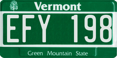 VT license plate EFY198