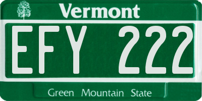 VT license plate EFY222