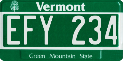 VT license plate EFY234