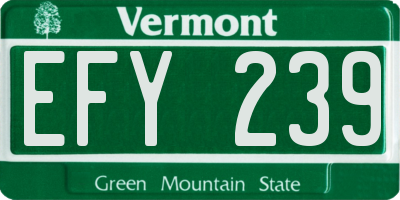 VT license plate EFY239