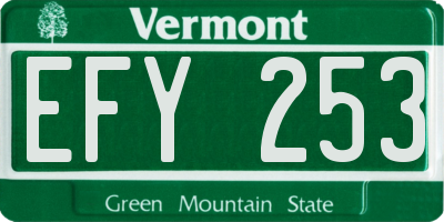 VT license plate EFY253