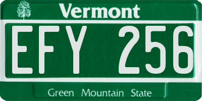 VT license plate EFY256