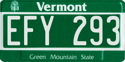 VT license plate EFY293