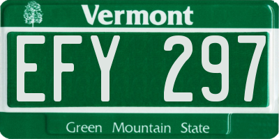 VT license plate EFY297
