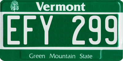 VT license plate EFY299