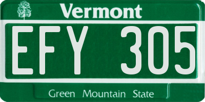 VT license plate EFY305