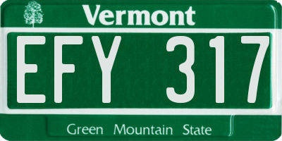 VT license plate EFY317