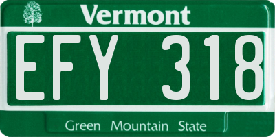 VT license plate EFY318