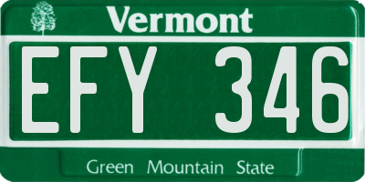 VT license plate EFY346