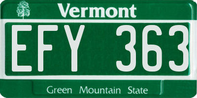 VT license plate EFY363
