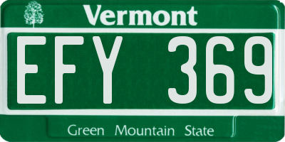 VT license plate EFY369