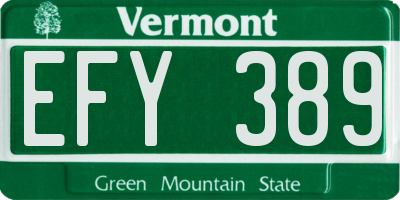 VT license plate EFY389