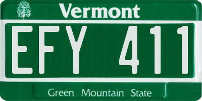 VT license plate EFY411