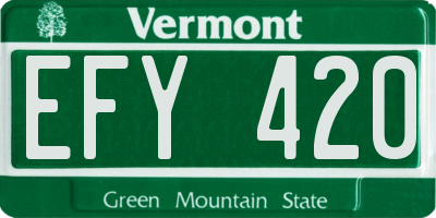 VT license plate EFY420