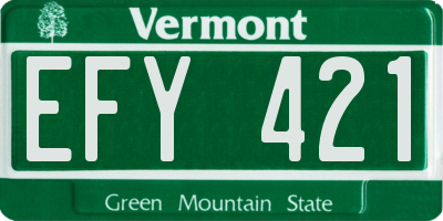 VT license plate EFY421