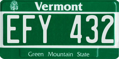 VT license plate EFY432