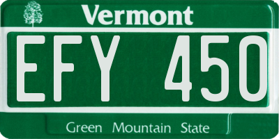 VT license plate EFY450