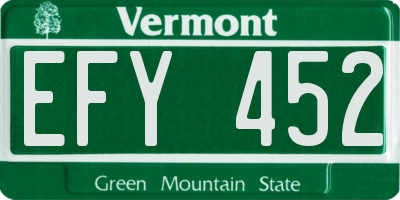 VT license plate EFY452