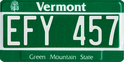 VT license plate EFY457