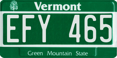 VT license plate EFY465