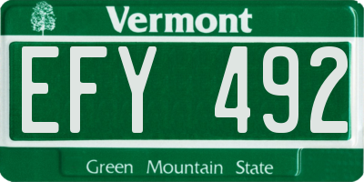 VT license plate EFY492