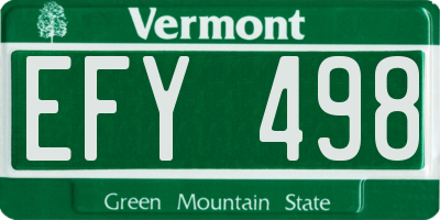 VT license plate EFY498