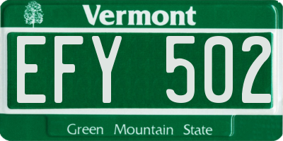 VT license plate EFY502