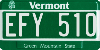 VT license plate EFY510
