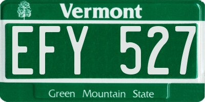 VT license plate EFY527