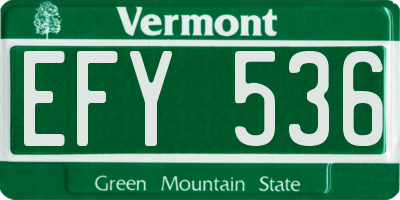 VT license plate EFY536