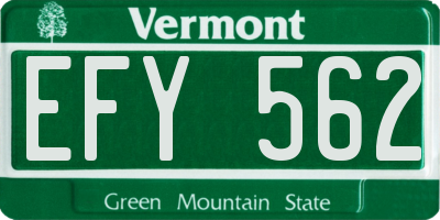 VT license plate EFY562
