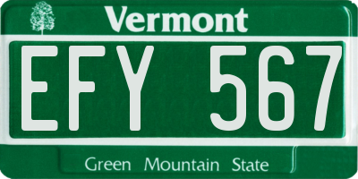 VT license plate EFY567