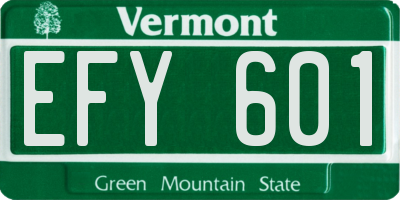 VT license plate EFY601