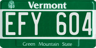 VT license plate EFY604
