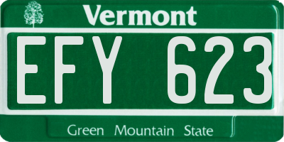 VT license plate EFY623