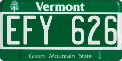 VT license plate EFY626
