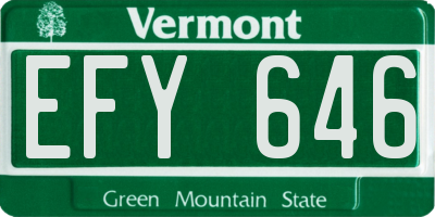 VT license plate EFY646