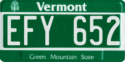 VT license plate EFY652