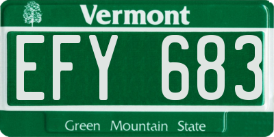 VT license plate EFY683