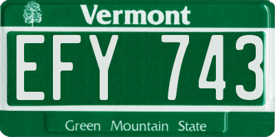 VT license plate EFY743