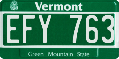 VT license plate EFY763